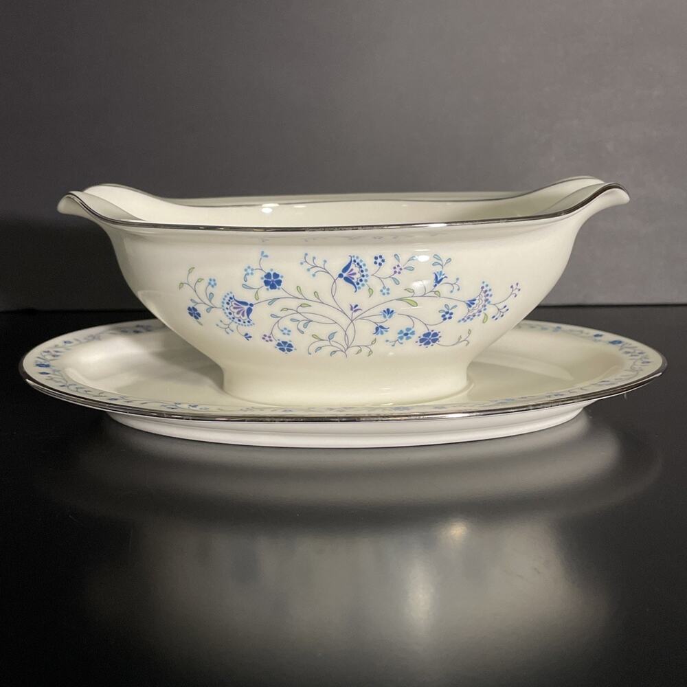 Noritake China SERENE GARDEN 7164 GRAVY BOAT with ATTACHED UNDERPLATE Japan - Picture 9 of 12